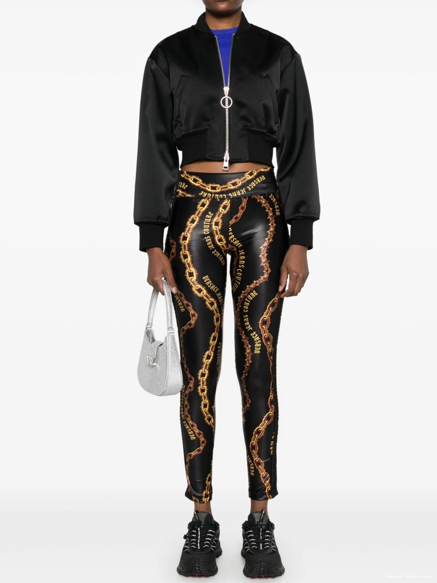 Affordable Women chain-print leggings Jeans Couture Versace 0324